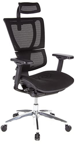 hjh OFFICE 652800 Profi Bürostuhl ERGOHUMAN Slim ergonomischer Bürostuhl mit Vollausstattung, Originales Design, Stoff/Netz Schwarz