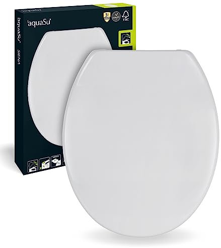 SITZPLATZ® WC-Sitz mit Absenkautomatik Siena in Manhattan, antibakterieller Duroplast Toilettensitz, Schnellbefestigung, in universaler O Form, ovale Klobrille und Klodeckel, Manhattan-Grau, 40049