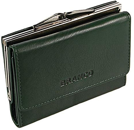GoBago Damen Bügelbörse Leder Portemonnaie Geldbeutel Knipser (Grün)