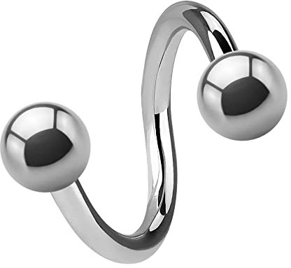 Treuheld Piercing Spirale - Titan - Silber - 1.6mm [04.] - 1.6 x 12 mm (Kugeln: 4mm)
