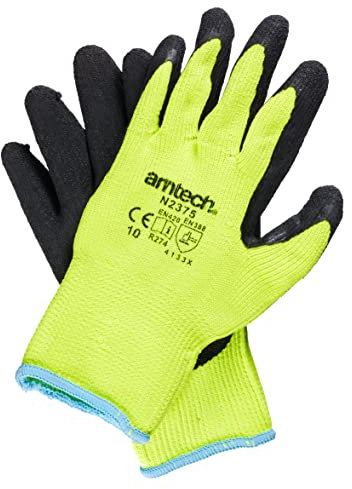 Amtech N2375, Hi-Vis Yellow Thermal Work Gloves XL (Size 10), Certified Quality for Heavy Duty Tasks