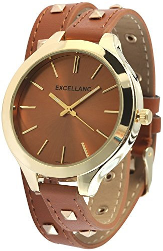 Excellanc Damen-Uhr Kunstleder Wickelarmband Metall Analog Quarz 199207500001