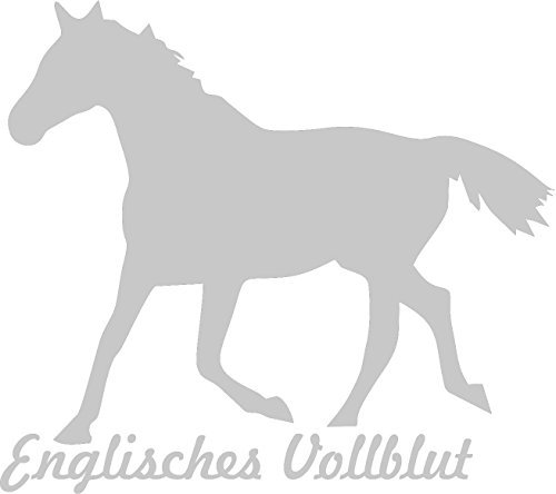 Werbetechnik Sotirios Papoutsis 2X Auto Aufkleber ENGLISCHES VOLLBLUT Pferd 2X Car Sticker Konturgeschnitten (ca. 11x10 cm) (Silber)