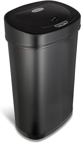 Ninestars TRASH-DZT-50-9BK, 24.4 Matte Black Automatic Sensor 13.2 Gallon Garbage Disposal, Stainless steel with plastic lid, 13 Gal BK
