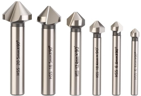 3 flauto 90 gradi HSS smussatura fresa cutter bit bit Svasatore confezione da 6PZ