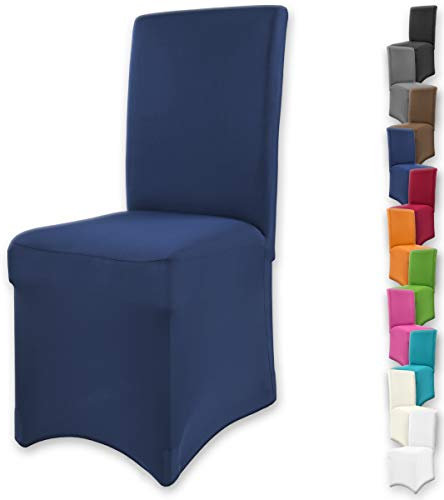 Gräfenstayn Stretch-Stuhlhusse Henry - runde und eckige Stuhllehnen - bi-elastische Passform mit Öko-Tex Siegel Standard 100: „Geprüftes Vertrauen“ (Blau)