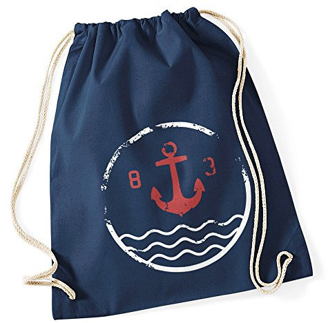Autiga Turnbeutel Anker Vintage Retro Hipster Beutel Tasche Jutebeutel Gymsac navy unisize