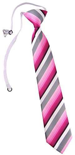 TigerTie Kinderkrawatte in rosa pink grau weiss gestreift - Krawatte vorgebunden mit Gummizug