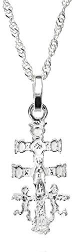 Kreuz Caravaca, Caravaca Kreuz Sterling-Silber mit Kette Singapur 45 cm, Anhänger Frau, ein Juwel mit Geschichte