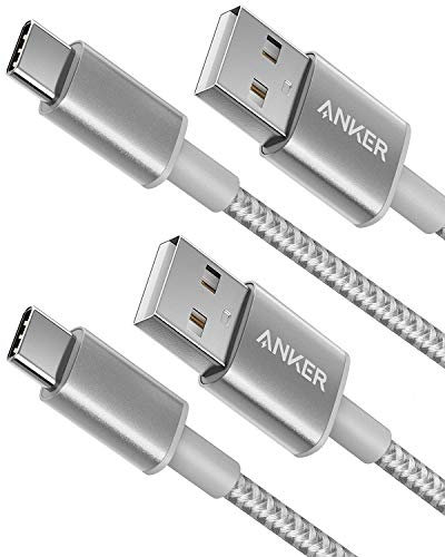 Anker USB C Charger Cable, 2-Pack 3 ft (0.9 m) USB to USB C Cable, USB A to USB C Braided Phone Charger Cable for iPhone 17/16/15, iPad Pro, Samsung Galaxy, MacBook Pro,and More(Silver