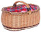 Robuster Einkaufskorb mit Henkel L 51cm x B 35cm x H 27/36cm aus nachhaltiger Weide, Rot, Schottenkaro Innenstoff