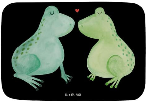 Mr. & Mrs. Panda Badteppich Frosch Liebe - Geschenk, Teppich Badezimmer, verliebt, Freund, Badematte, Heiraten, große Liebe, Ehemann, Badgarnitur,