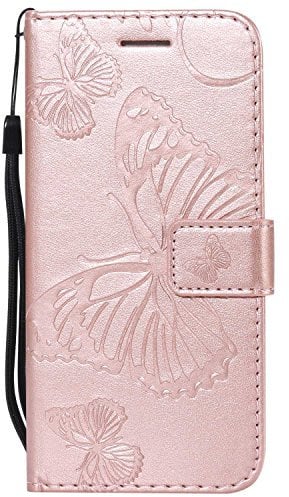 DENDICO Coque pour iPhone 6 / iPhone 6S, Cuir Coque Magnétique Portefeuille Étui Housse avec Fonction de Support et Crédit Slot, TPU Coque de Protection pour iPhone 6 / 6S - Or Rose