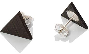 RobeCode - Ohrstecker Mooreiche dreieckig - 925 Sterling Silber