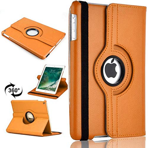 TechDealsUK Étui Folio avec Support Rotatif à 360° en Cuir pour Apple iPad Air 2 (2014) (Orange)