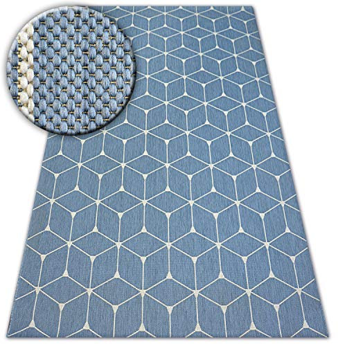rugsx Modern Teppich SISAL Flat Schnurteppich für Wohnzimmer, Schlafzimmer, Terrasse, Küche, Blau 140x200 cm