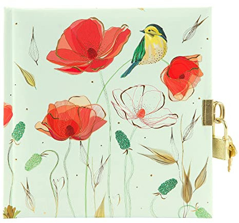 goldbuch 44 485 Journal intime avec cadenas Motif fleurs Tender au design Turnowsky, 96 pages blanches, couverture avec papier imprimé, gaufrage doré et relief, env. 16,5 x 16,5 cm