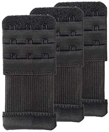 SAMGU 3 Pieces Bra Extender 3 Hook Black Elastic Stretchy Bra Extension Strap