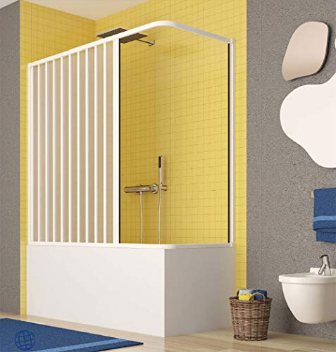 Mampara de pared para bañera o ducha, apertura lateral, 70 x 160 x 150 cm, reducible