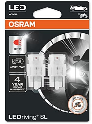 OSRAM LEDriving® SL, ≜ W21/5W, Red, LED signal lamps, Off-road only, non ECE, Double Blister