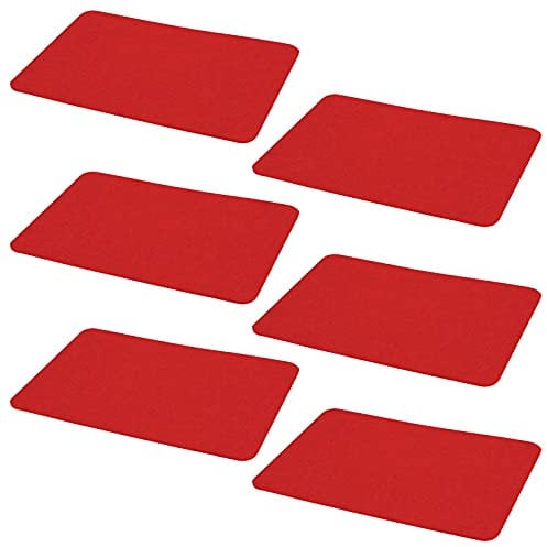 6er Set Platzmatte Filz 44 x 30 cm Rot Premium Qualität Tischsets Untersetzer Rechteckig Tischmatten Platzsets Filzuntersetzer