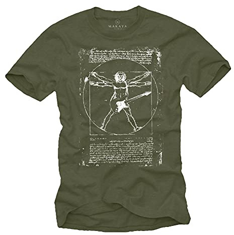 MAKAYA Musik T-Shirts mit Gitarre Leonardo Da Vinci Männer S-XXXXXL