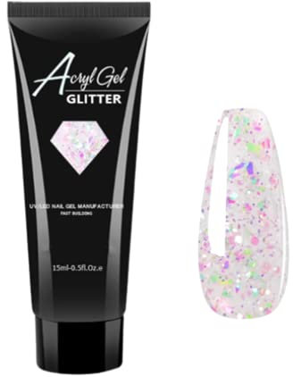 15ml Long Lasting Gel Nail Extension Glitter Nail Builder Gel for Nails Professional DIY Nail Art and Beginner DIY (A)