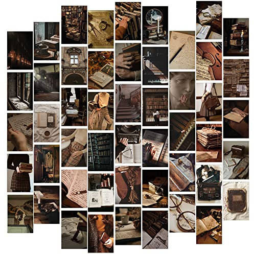 Dark Academia Raumdekoration, 50 Stück, Vintage-Wandcollage-Set, ästhetische Bilder, Vintage-Poster für Zimmer, ästhetische Dinge, Tiktok, ästhetische Wanddekoration für Teenager-Mädchen-Schlafzimmer,