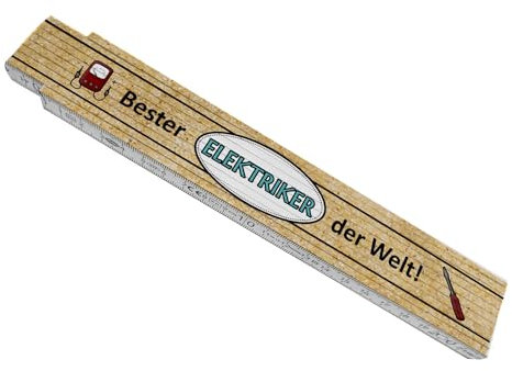 Bester Elektriker der Welt! Meterstab aus Holz Maßstab Spruch Metermaß Gliedermaßstab bedruckt lustig weiß cool Geschenk zum Richtfest stabil Geschenkidee praktisch Meterstäbe mit