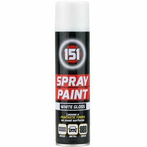 Swiss Signature 1 x 151 White Gloss Multi-Purpose Spray Paint 250ml / 1x Pair of Disposable Gloves for Metal, Wood, Plastic, Walls, Aerosol Spray with Perfect Finish