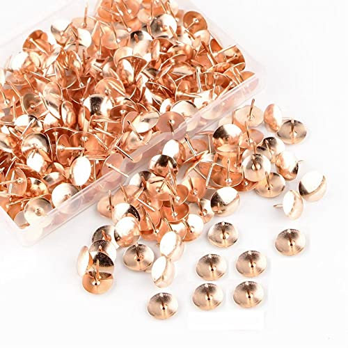Egurs 400 Stück Reißnägel Metall Heftzwecken Runde für Büro Zum Aufhängen Von Memos Und Bildern DIY(10mm) Roségold