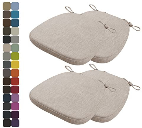 Kimgull 4er Set Stuhlkissen mit Bändern Bequeme Waschbare Rutschfestes Sitzkissen Ideal für zu Hause und Gartendekoration, viele Farben und Größen zur Auswahl (43x42x5CM Taupe)