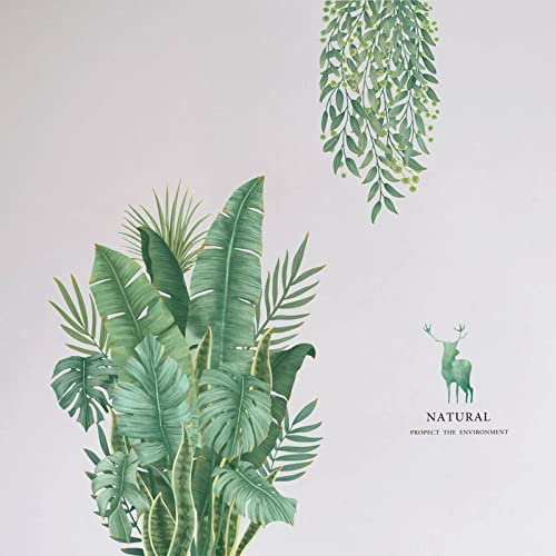 Autocollant Mural Plante Verte, Sticker Mural Plante Tropicale, Utilisé Dans le Salon, la Chambre à Coucher, le Couloir, le Réfrigérateur (Feuille Banane)