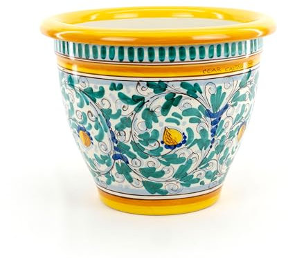 CEAR ceramiche - Porta vaso decorativo ornamentale in ceramica artigianale siciliana di Caltagirone H cm 25,5, Ø 32