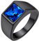 GoldChic Schwarz Siegelring Ring Frauen Männer Edelstahlring Blauer Stein Verlobungsring Bandring 72mm Herren Schmuck Accessoires