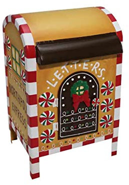 bigiemme Portalettere in Metallo Pan di Zenzero 21 x 19 x 34 cm 8798 Cassetta Postale Natalizia Porta Lettere per Babbo Natale in Metallo Rosso per allestimenti vetrine o villaggi