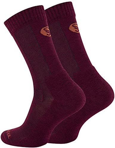 STARK SOUL 1 Paar Merino Socken, Damen & Herren Trekkingsocken aus Merinowolle, Funktionssocken, burgund, Gr. 39-42
