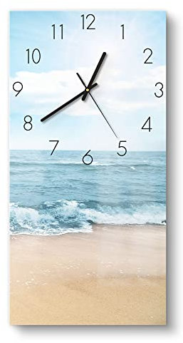 DEQORI Glasuhr | horizontal 30x60 cm | Motiv Wellen am Strand | große XXL Design Uhr aus Glas | leise Wanduhr für Wohnzimmer & Küche | moderne Hingucker Uhr für die Wand