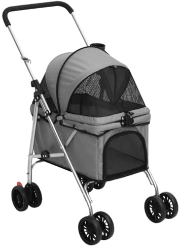 vidaXL Hundewagen Faltbar Grau 76x50x100 cm Oxford-Gewebe