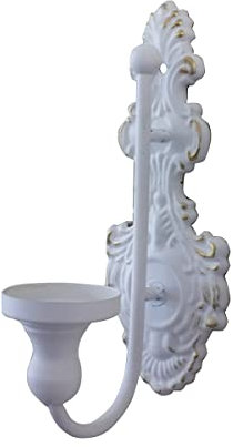 TentHome Wandleuchter Kerzenhalter Kerze Wand Kerzenständer Stumpenkerzen Französisch Barock Wandwindlicht Metall Kerzenleuchter Antik Wanddekoration für Wohnzimmer Esszimmer (Antik Weiß A)