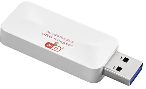 Yklhsocneg Adaptador WiFi USB AC1300 2.4G/5G Adaptador de red inalámbrica de doble banda para computadora sin controladores, receptor WiFi USB para PC de escritorio, 11, 10, 8.1, 8, 7, XP,