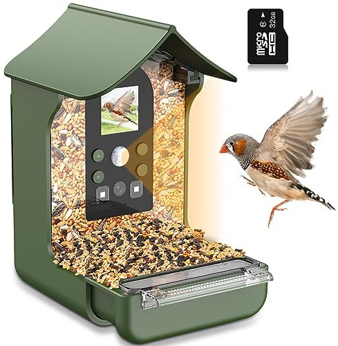 Cozion Vogelhaus mit Kamera Vogelfutterhaus: 1080P HD Aufnahmen von Vögeln, Automatische Video und Fotoaufnahme, Ideale Futterstation für Wildvögel, Gartenhäuschen für Vogelliebhaber
