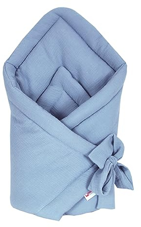 Babylux Einschlagdecke Musselin BABYHÖRNCHEN 75 x 75 cm Baby Neugeborene Erstaussttatung Umschlagdecke (Jeans)
