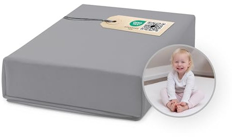 Ehrenkind® Spannbettlaken für Babybett Kinderbett | 100% Bio-Baumwolle Spannbettlaken 80x160 | Atmungsaktives Spannbetttuch (160 g/m²) | Oeko-TEX 100 Zertifiziert, 160x80cm DUNKELGRAU