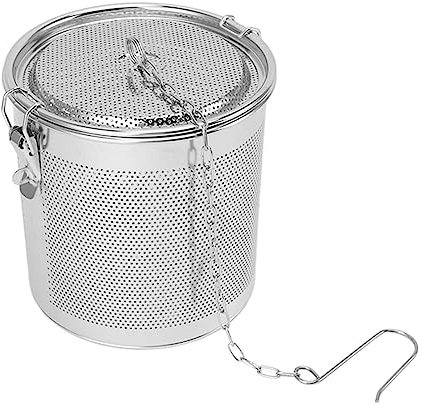Tissting Gewürzsieb 3,2L 304 Edelstahl Gewürzfilter Teefilter mit Tragekette und Haken, Gross Teesieb für Lose Kanne 15 x 16.5 cm