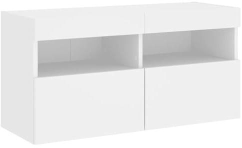 vidaXL Mueble de TV de Pared con Luces LED Blanco 80x30x40 cm