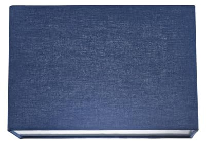Contemporary and Stylish Navy Midnight Blue Linen Fabric Rectangular Lamp Shade for Wall Ceiling or Table - 29cm Length 60w Maximum Suitable for The Home or Business by Happy Homewares