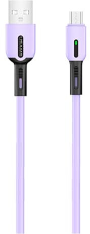 P4Y MicroUSB-Silikonkabel mit Beleuchtung für Schnellladung und Datenübertragung 2A 480 Mbps 1m lila US-SJ432 U51