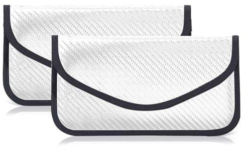 Faraday, custodia per cellulare, 2 pezzi, Keyless Go, protezione RFID Blocker, custodia grande Faraday per cellulare, privacy e chiavi dell'auto, in fibra di carbonio [argento]
