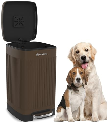 PAWZIDEA Dog Poop Trash Can Outside Odor Control, 5.3 Gallon Large Dog Waste Trash Can with Lid, Waterproof Poop Disposal Bin Outdoor Garbage Can, Activated Carbon Pet Waste Station Container Backyard